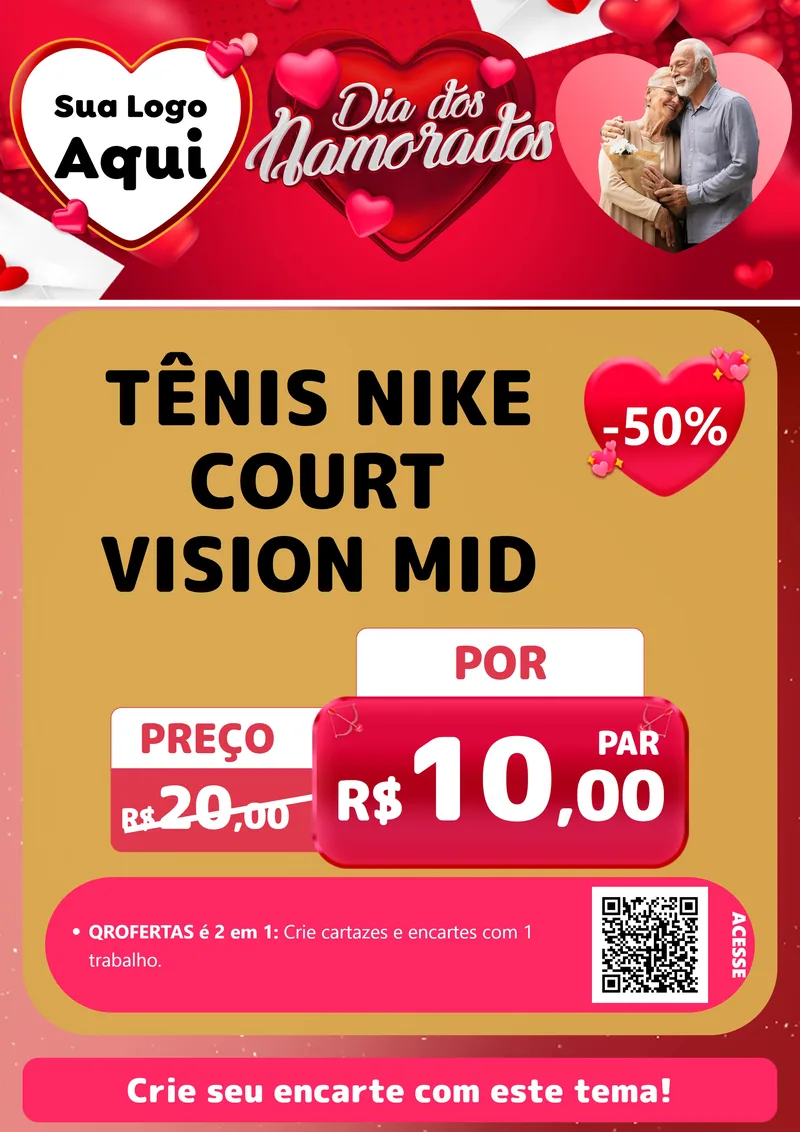 Modelo de Cartaz para Cartaz A4 Vertical com o tema Dia Dos Namorados para Calçados