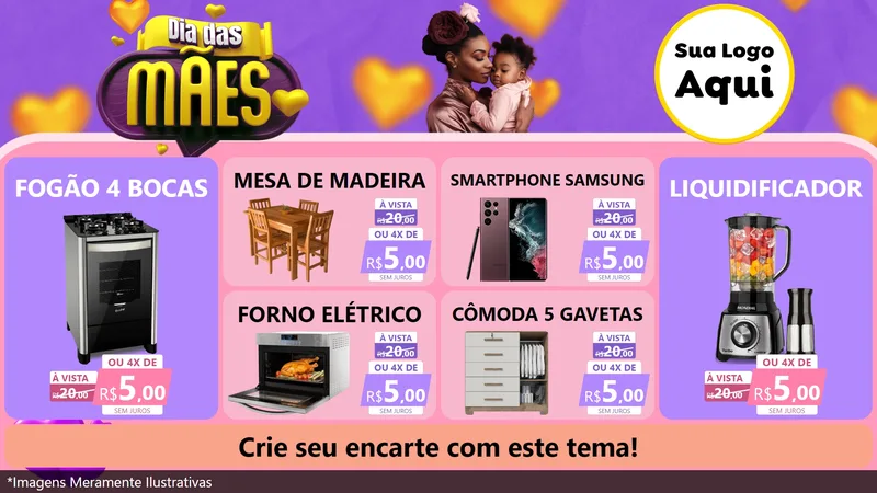 Modelo de TV para TV Horizontal com o tema Dia das Mães para Móveis e Eletro