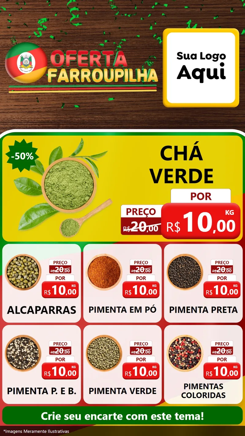 Modelo de Rede Social para Stories com o tema Oferta Farroupilha para Produtos Naturais