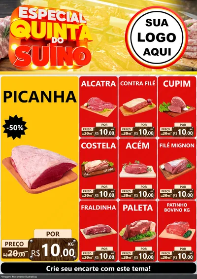 Modelo de Encarte para Encarte A4 Vertical com o tema Especial Quinta do Suíno para Açougue