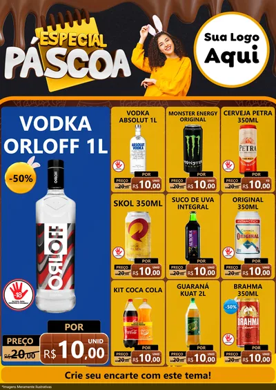 Modelo de Encarte para Encarte A4 Vertical com o tema Especial Páscoa para Distribuidora de bebidas