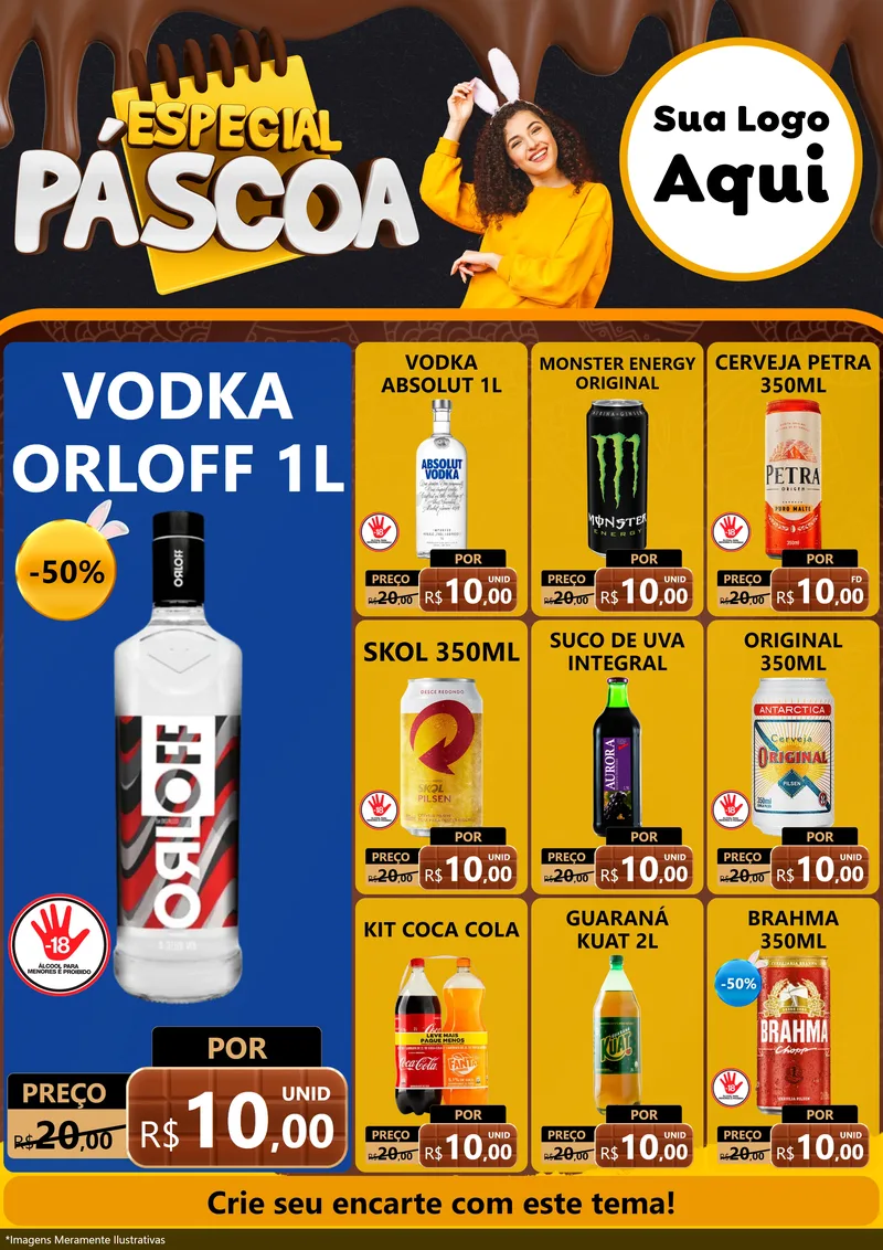 Modelo de Encarte para Encarte A4 Vertical com o tema Especial Páscoa para Distribuidora de bebidas