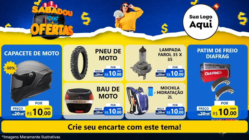 Modelo de TV para TV Horizontal com o tema Sabadou de Ofertas para Moto peças