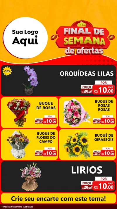 Modelo de TV para TV Vertical com o tema Final de Semana de Ofertas para Floricultura e jardim