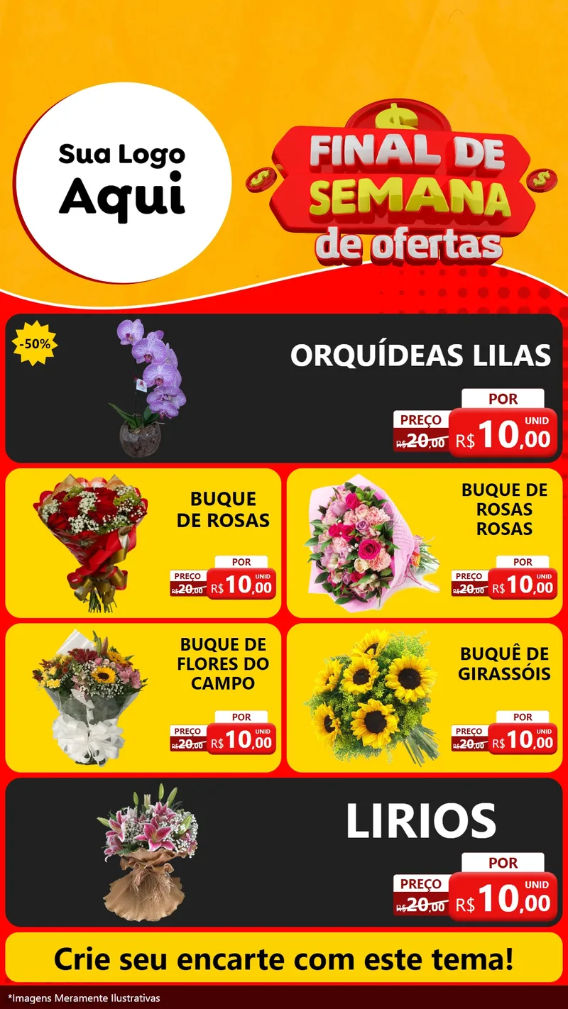 Modelo de TV para TV Vertical com o tema Final de Semana de Ofertas para Floricultura e jardim
