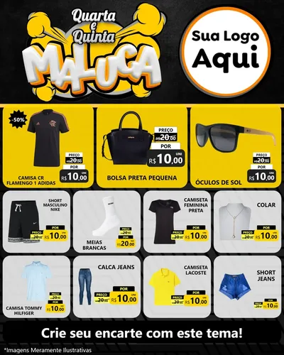 Modelo de Rede Social para Feed Instagram com o tema Quarta e Quinta Maluca para Roupas e acessórios