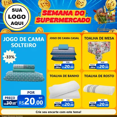 Modelo de Rede Social para Feed Facebook com o tema Semana do Supermercado para Cama, Mesa e Banho