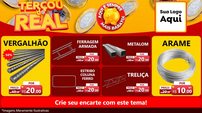 Modelo de TV para TV Horizontal com o tema Terçou do Real para Ferragens