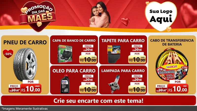 Modelo de TV para TV Horizontal com o tema Promoção Dia das Mães para Auto peças