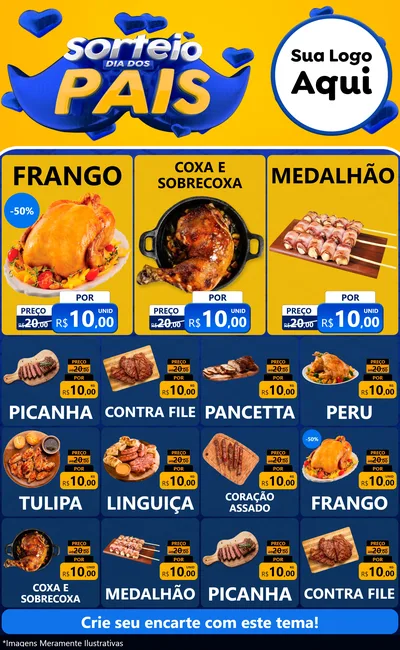 Modelo de Encarte para Encarte Grande com o tema Sorteio Dia dos Pais para Assados