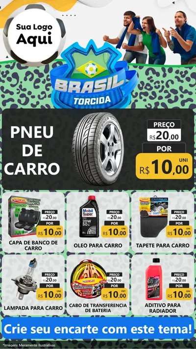 Modelo de Rede Social para Stories com o tema Brasil Torcida - Copa para Auto peças