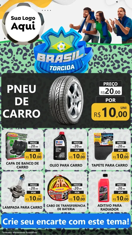 Modelo de Rede Social para Stories com o tema Brasil Torcida - Copa para Auto peças