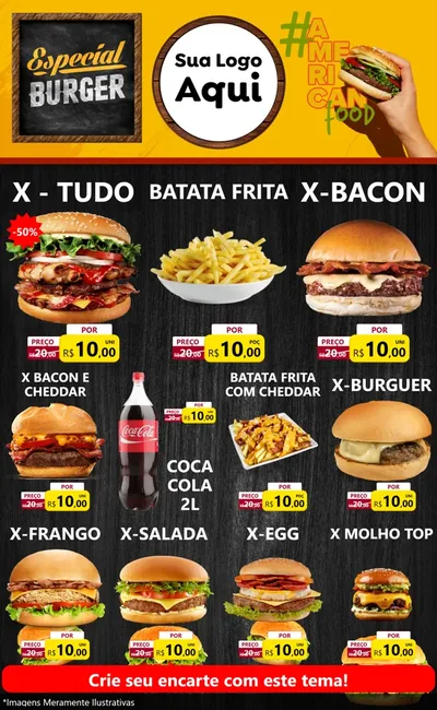 Modelo de Encarte para Encarte Grande com o tema Especial Hambúrguer para Hamburgueria