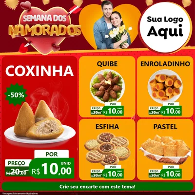 Modelo de Rede Social para Feed Facebook com o tema Semana dos Namorados para Salgadaria