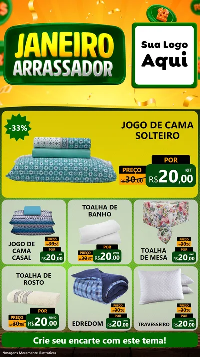 Modelo de Rede Social para Stories com o tema Janeiro Arrasador para Cama, Mesa e Banho