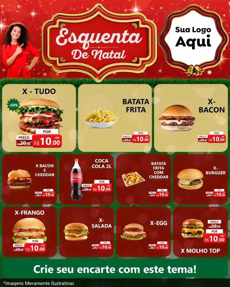 Modelo de Rede Social para Feed Instagram com o tema Esquenta de Natal para Hamburgueria