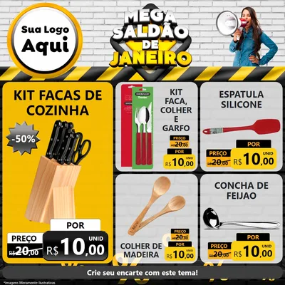 Modelo de Rede Social para Feed Facebook com o tema Mega Saldão de Janeiro para Utilidades Domésticas