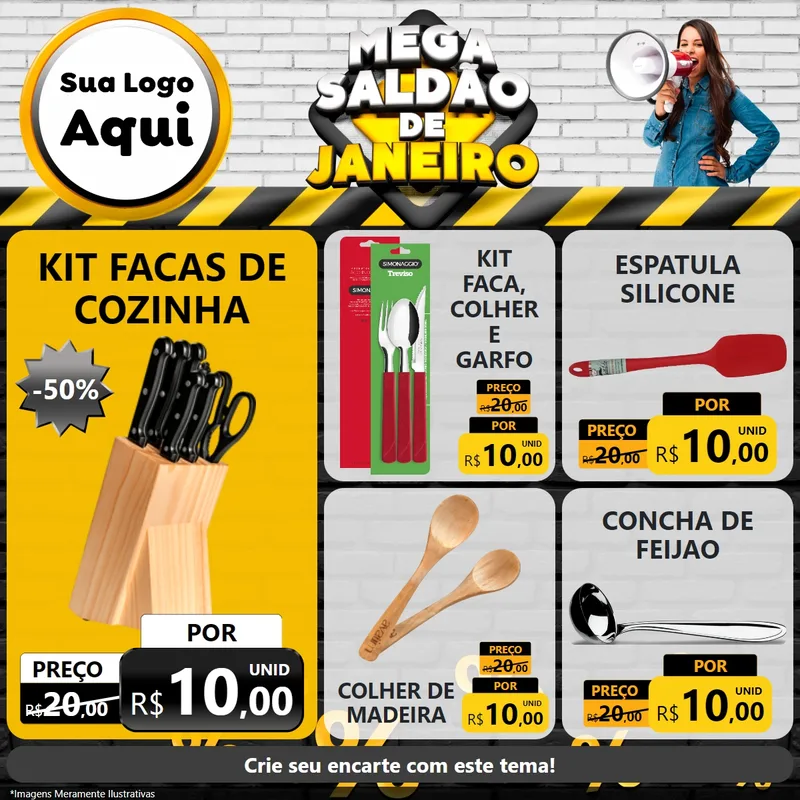 Modelo de Rede Social para Feed Facebook com o tema Mega Saldão de Janeiro para Utilidades Domésticas