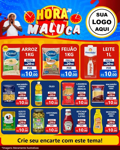 Modelo de Rede Social para Feed Instagram com o tema Hora Maluca para Supermercado