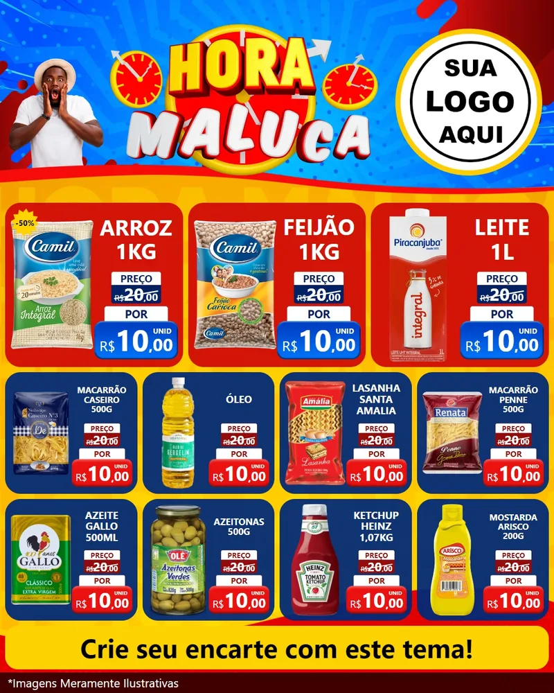 Modelo de Rede Social para Feed Instagram com o tema Hora Maluca para Supermercado