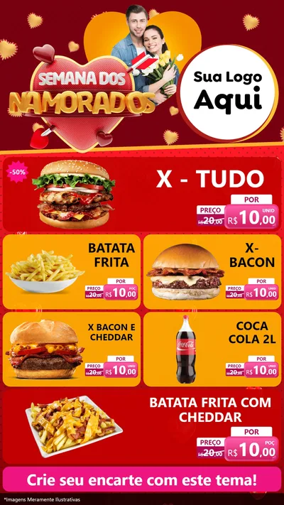 Modelo de TV para TV Vertical com o tema Semana dos Namorados para Hamburgueria