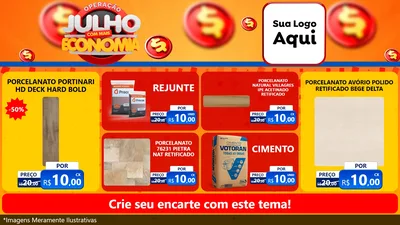 Modelo de TV para TV Horizontal com o tema Operação Julho Com Mais Economia para Pisos e revestimentos