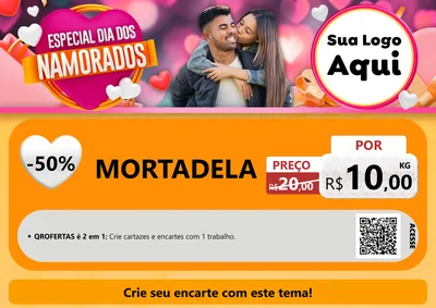 Modelo de Cartaz para Cartaz A4 Horizontal com o tema Especial Dia dos Namorados para Frios e Laticínios