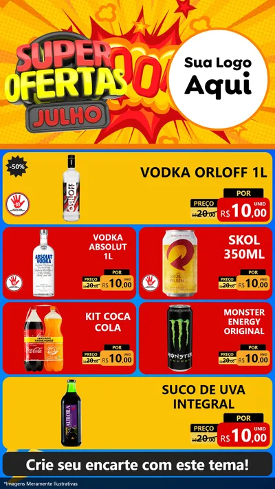Modelo de TV para TV Vertical com o tema Super Ofertas Julho para Distribuidora de bebidas