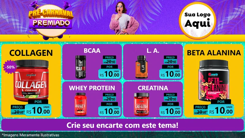 Modelo de TV para TV Horizontal com o tema Pré-Carnaval Premiado para Suplementos alimentares