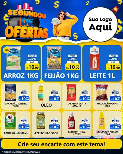 Modelo de Rede Social para Feed Instagram com o tema Segundou de Ofertas para Supermercado