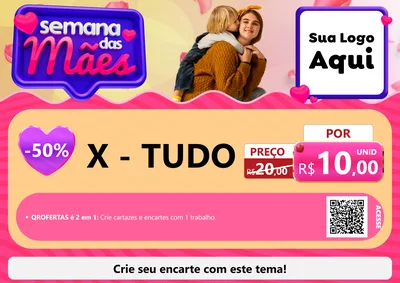 Modelo de Cartaz para Cartaz A4 Horizontal com o tema Semana das Mães para Hamburgueria