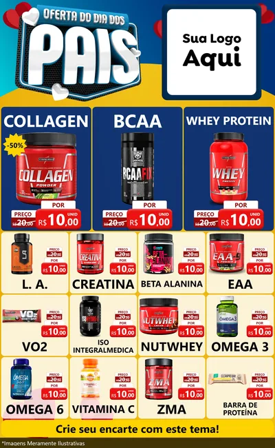 Modelo de Encarte para Encarte Grande com o tema Oferta Do Dia Dos Pais para Suplementos alimentares