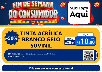 Modelo de Cartaz para Cartaz A4 Horizontal com o tema Fim de Semana do Consumidor para Tintas e Ferramentas