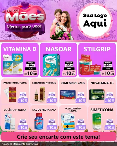 Modelo de Rede Social para Feed Instagram com o tema Dia das Mães Ofertas para Você! para Farmácia