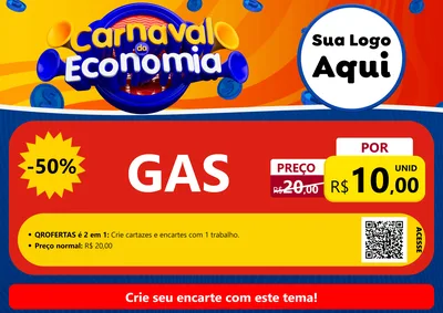 Modelo de Cartaz para Cartaz A4 Horizontal com o tema Carnaval da Economia para Água e gás