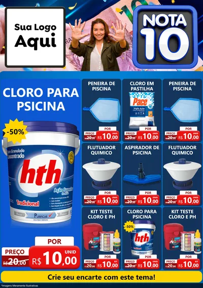 Modelo de Encarte para Encarte A4 Vertical com o tema Nota 10 para Produtos para Piscina