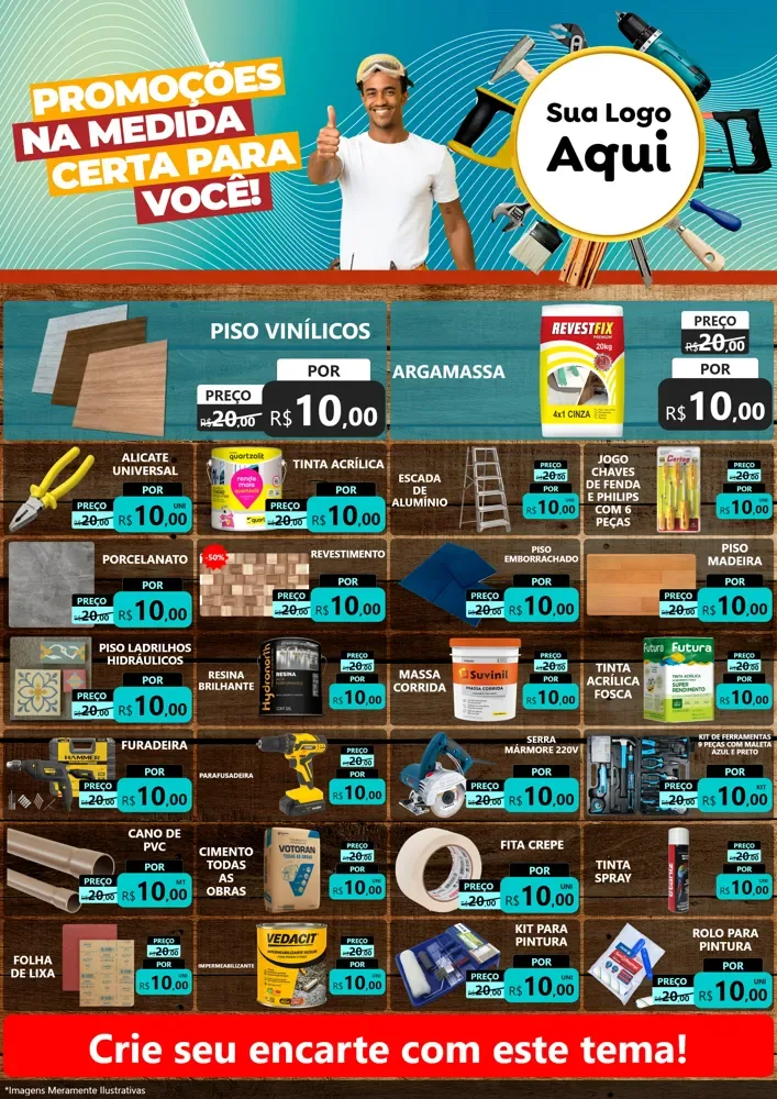 Modelo de Encarte para Encarte A4 Vertical com o tema Promoções na Medida Certa Para Você para Material para Construção