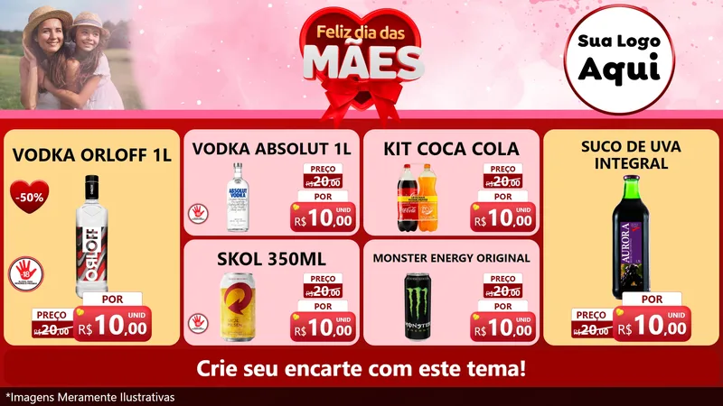 Modelo de TV para TV Horizontal com o tema Feliz Dia Das Mães para Distribuidora de bebidas