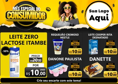 Modelo de Encarte para Encarte A4 Horizontal com o tema Mês Especial do Consumidor para Frios e Laticínios