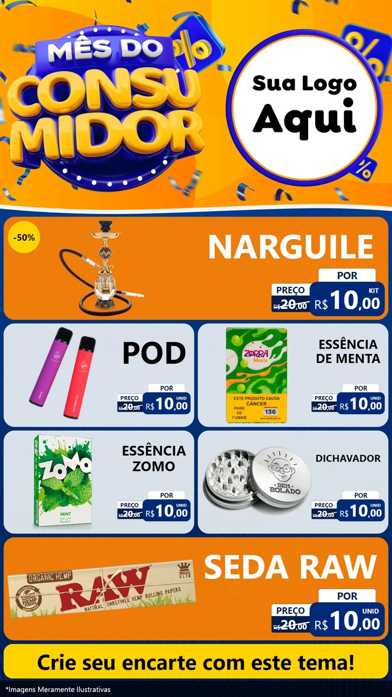 Modelo de TV para TV Vertical com o tema Mês do Consumidor para Tabacaria