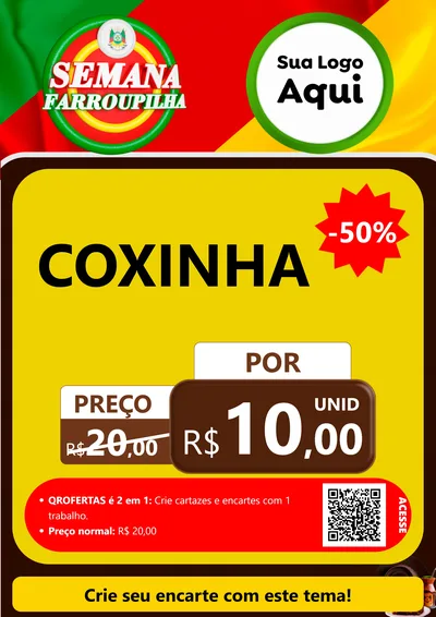 Modelo de Cartaz para Cartaz A4 Vertical com o tema Semana Farroupilha para Salgadaria