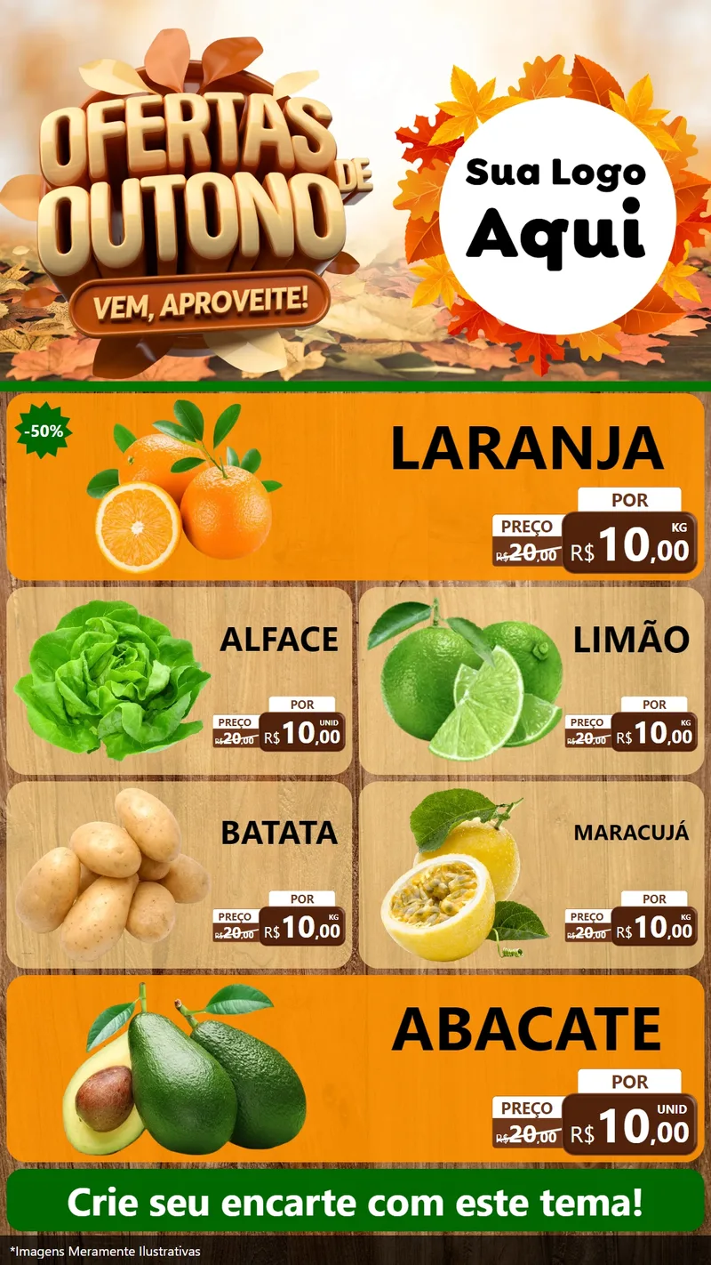 Modelo de TV para TV Vertical com o tema Ofertas de Outono - Vem, Aproveite! para Hortifrúti