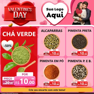 Modelo de Rede Social para Feed Facebook com o tema Valentine's Day para Produtos Naturais