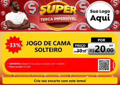 Modelo de Cartaz para Cartaz A4 Horizontal com o tema Super Terça Imperdível para Cama, Mesa e Banho