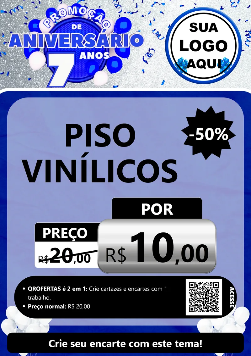 Modelo de Cartaz para Cartaz A4 Vertical com o tema Promoção de Aniversário - 7 Anos para Material para Construção