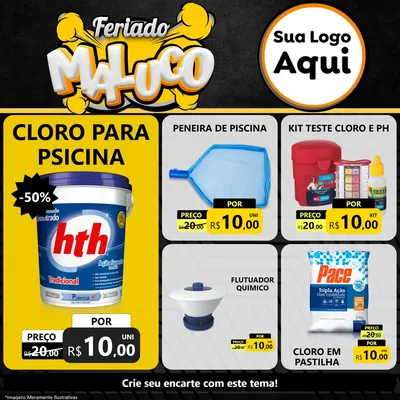 Modelo de Rede Social para Feed Facebook com o tema Feriado Maluco para Produtos para Piscina