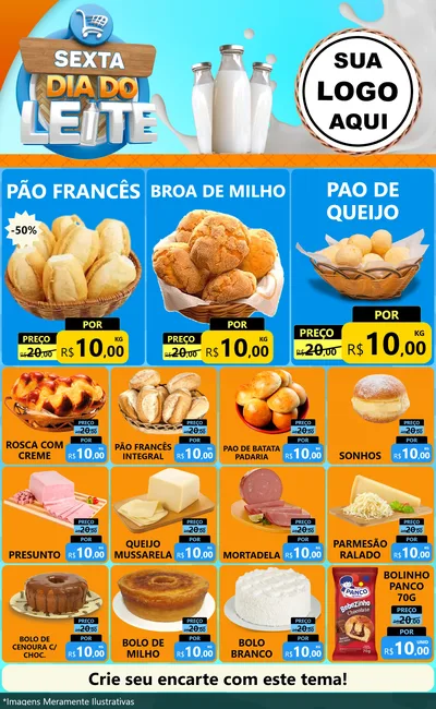Modelo de Encarte para Encarte Grande com o tema Sexta Dia do Leite