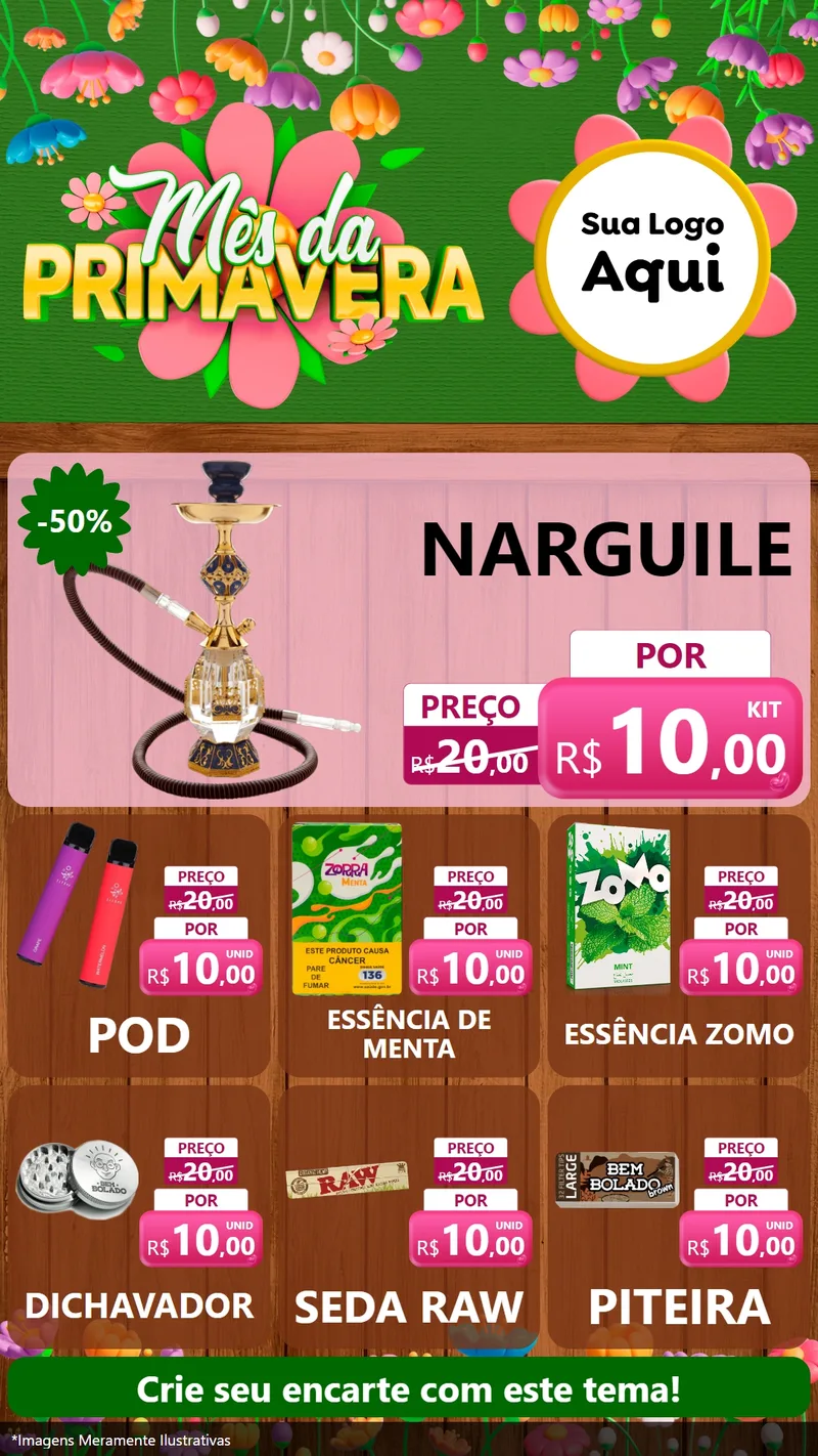 Modelo de Rede Social para Stories com o tema Mês da Primavera para Tabacaria