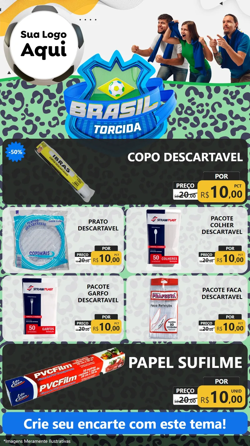 Modelo de TV para TV Vertical com o tema Brasil Torcida - Copa para Embalagens