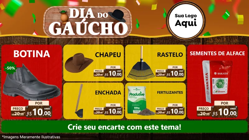 Modelo de TV para TV Horizontal com o tema Dia do Gaúcho para Agropecuária